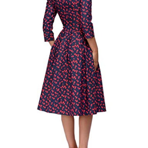 Simple Flavor Women's Floral Vintage Dress Elegant - Picture 3 of 4